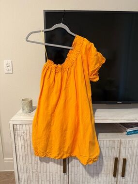 Anthropologie Orange One-Shoulder Mini Dress